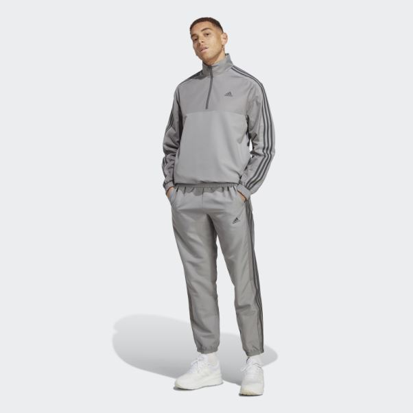 Survêtement Gris 1/4 Zip Tissé Adidas
