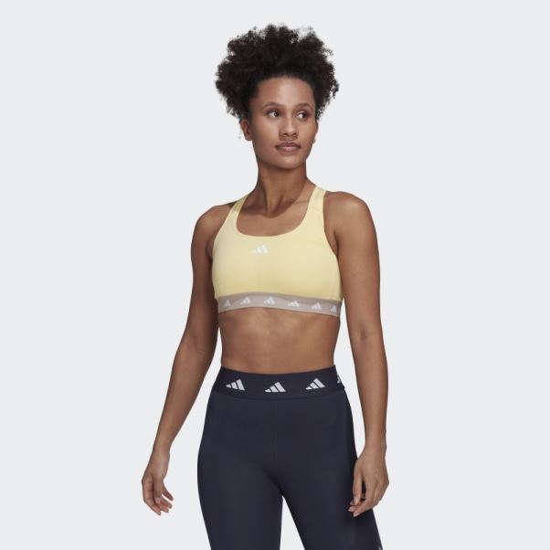 Soutien-gorge Techfit à Maintien Moyen Adidas Powerreact Training Jaune