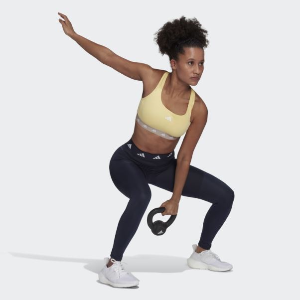 Soutien-gorge Techfit à Maintien Moyen Adidas Powerreact Training Jaune