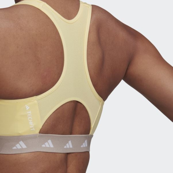 Soutien-gorge Techfit à Maintien Moyen Adidas Powerreact Training Jaune