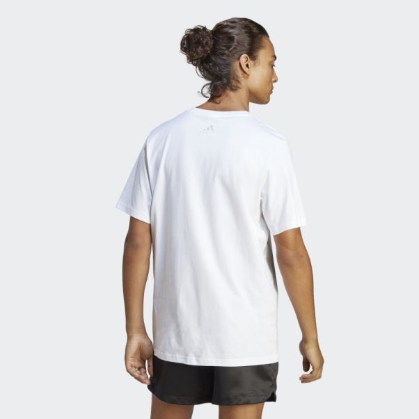 T-shirt à Gros Logo Adidas Essentials Blanc