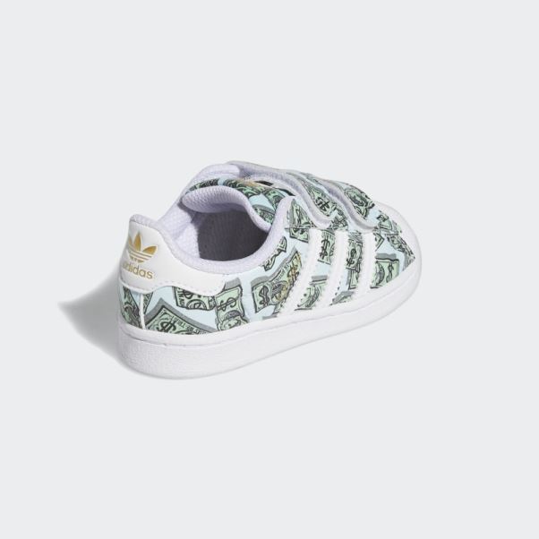 Jeremy Scott Superstar Imprimé Argent Chaussures Adidas Blanc