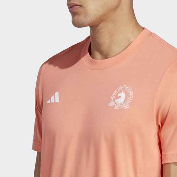 Adidas Coral Boston Marathon 2023 Made With Nature T-shirt De Course