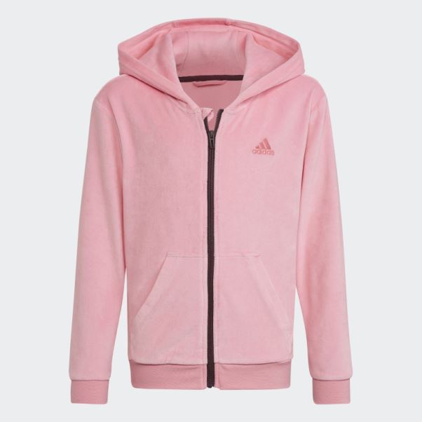 Sweat à Capuche Lounge Velours Rose Adidas