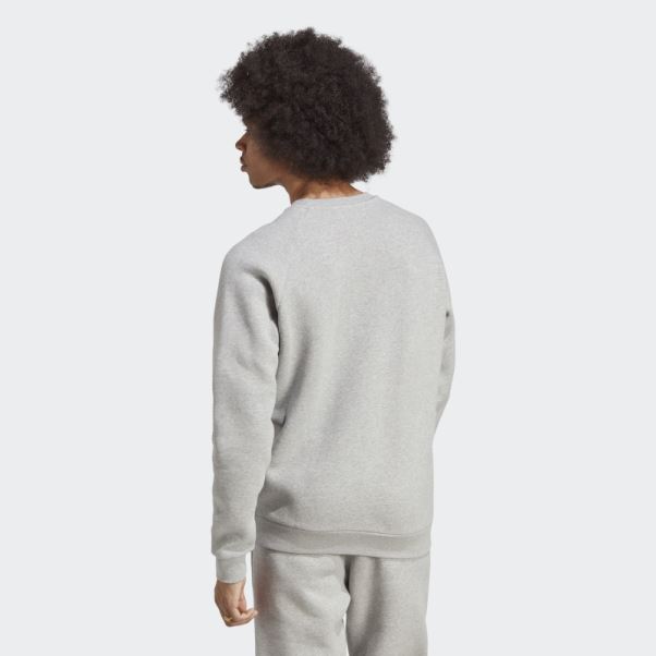 Sweat Adidas Trèfle Essentiel Ras Du Cou Gris Moyen