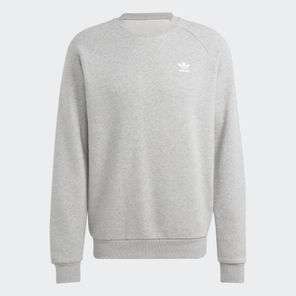 Sweat Adidas Trèfle Essentiel Ras Du Cou Gris Moyen