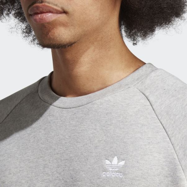 Sweat Adidas Trèfle Essentiel Ras Du Cou Gris Moyen