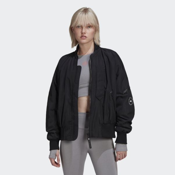 Adidas By Stella Mccartney Blouson Aviateur Tissé Noir Chaud