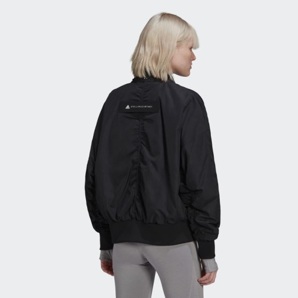 Adidas By Stella Mccartney Blouson Aviateur Tissé Noir Chaud