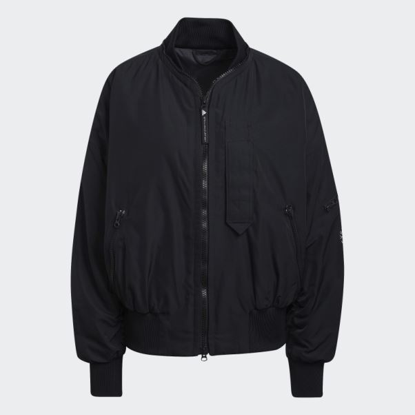 Adidas By Stella Mccartney Blouson Aviateur Tissé Noir Chaud
