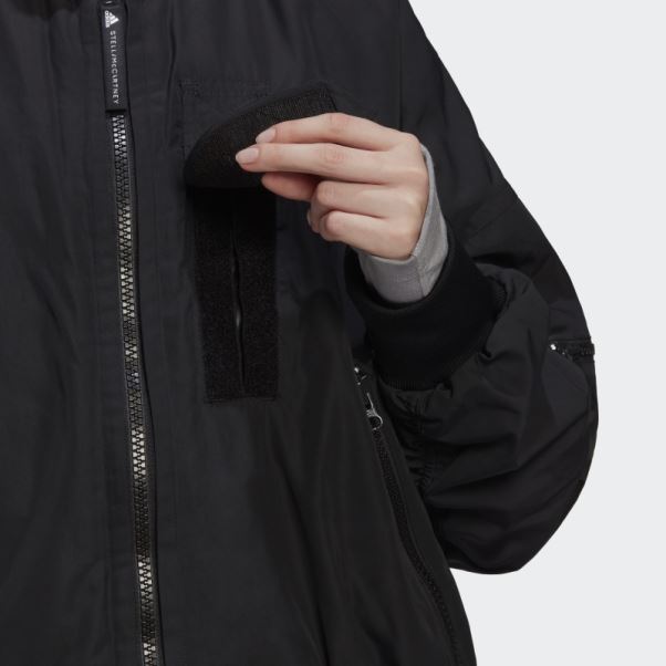 Adidas By Stella Mccartney Blouson Aviateur Tissé Noir Chaud