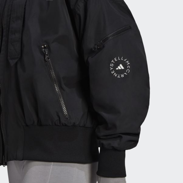 Adidas By Stella Mccartney Blouson Aviateur Tissé Noir Chaud