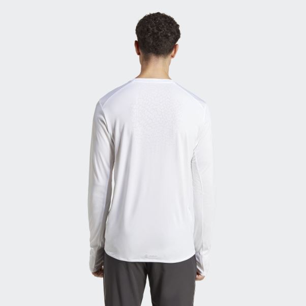 Haut Rapide à Manches Longues Haut Technique à Manches Longues Adidas Blanc