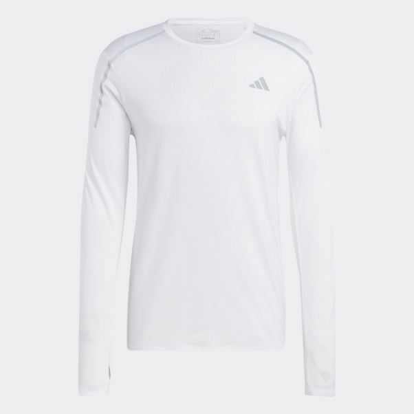 Haut Rapide à Manches Longues Haut Technique à Manches Longues Adidas Blanc