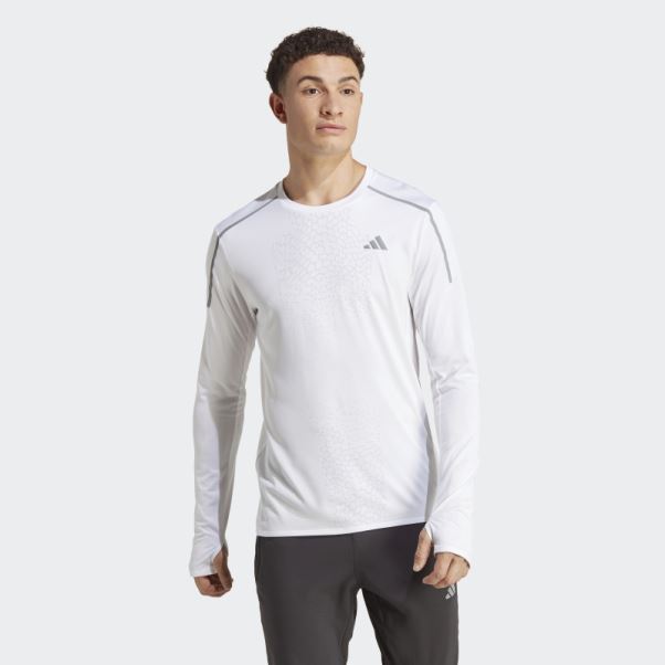 T-shirt De Course à Manches Longues Rapide Adidas Blanc