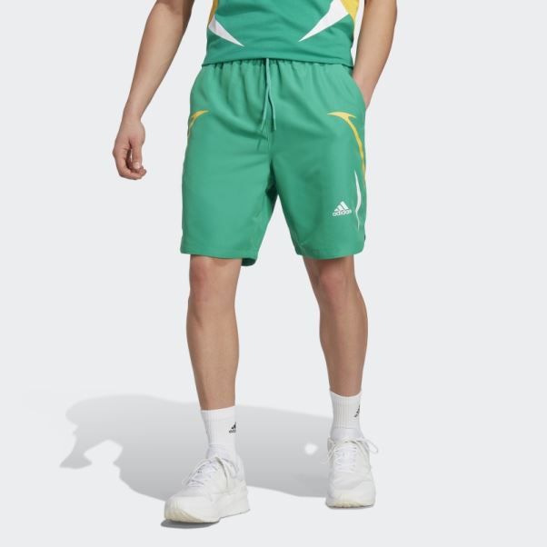 Short Tissé Colorblock Court Vert Adidas