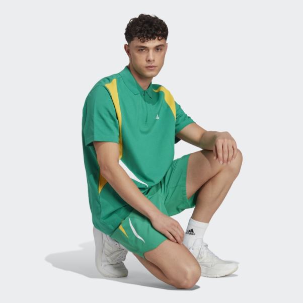 Adidas Short Tissé Colorblock Court Vert