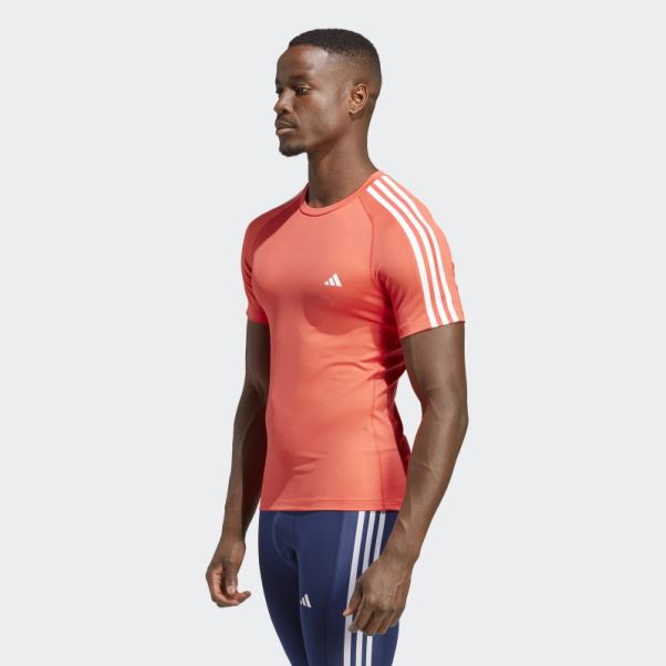 Adidas Techfit 3-stripes T-shirt D'entraînement Rouge