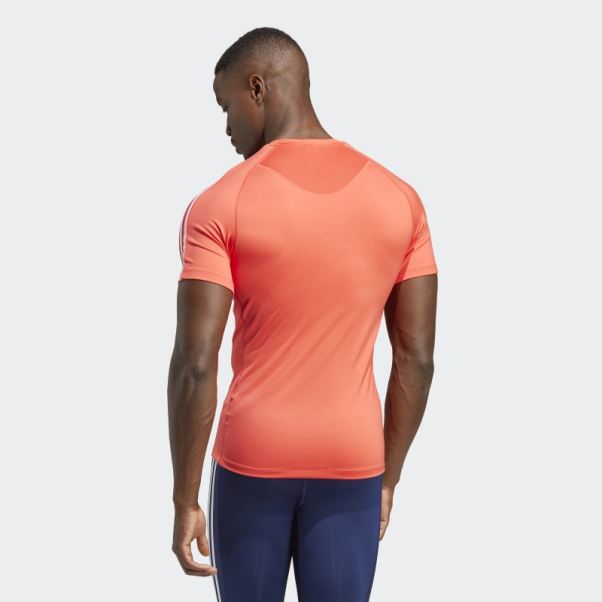 Adidas Techfit 3-stripes T-shirt D'entraînement Rouge