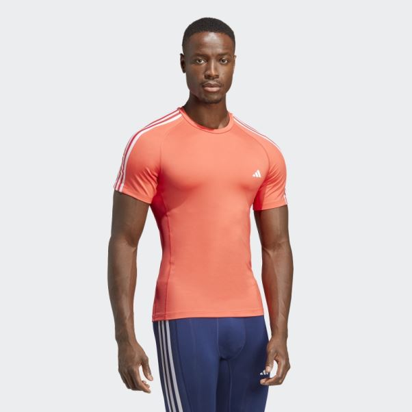 Adidas Techfit 3-stripes T-shirt D'entraînement Rouge