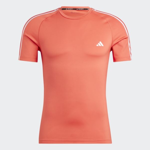 Adidas Techfit 3-stripes T-shirt D'entraînement Rouge