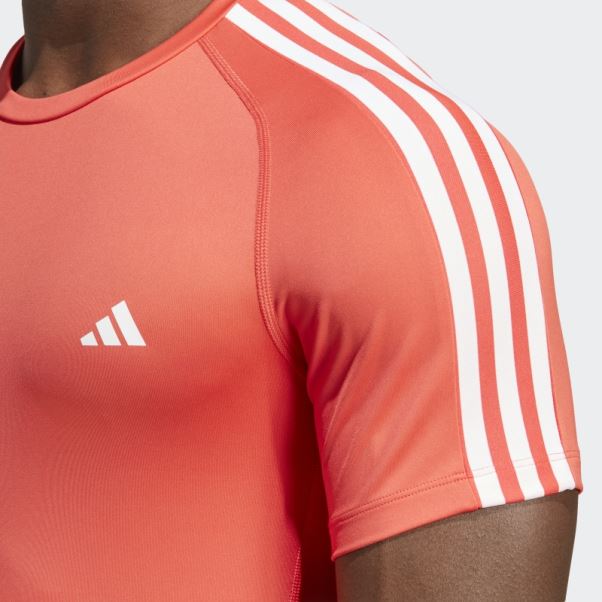 Adidas Techfit 3-stripes T-shirt D'entraînement Rouge