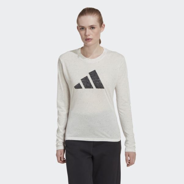 Future Icons Winners 3.0 T-shirt à Manches Longues Adidas Blanc Chiné