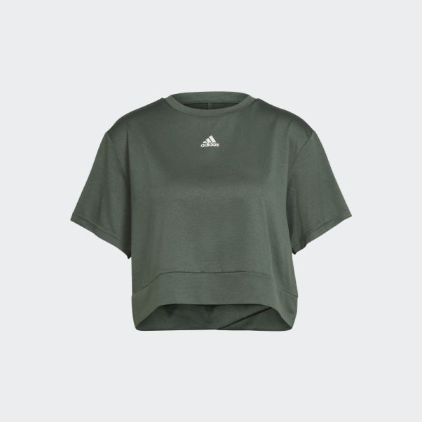 Aeroready Studio Loose Crop Tee Vert Oxyde Adidas