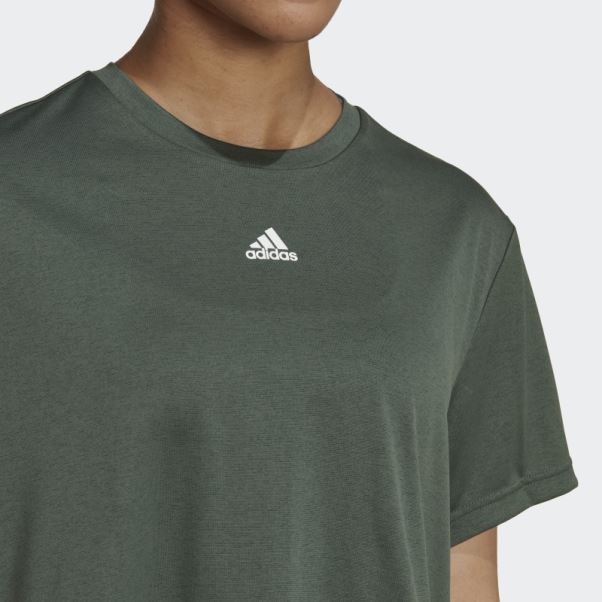Aeroready Studio Loose Crop Tee Vert Oxyde Adidas