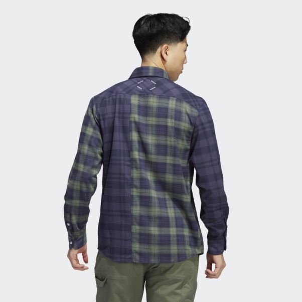 Adicross Chemise à Manches Longues En Flanelle Adidas Trace Bleu