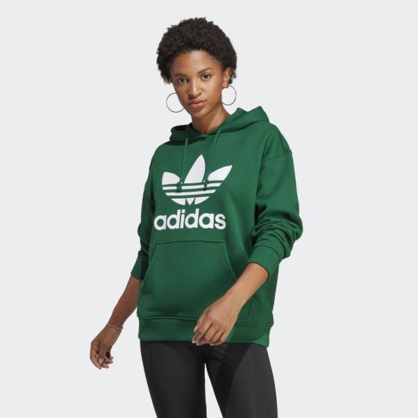Adidas Sweat à Capuche Trèfle Vert Foncé