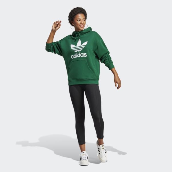 Adidas Sweat à Capuche Trèfle Vert Foncé