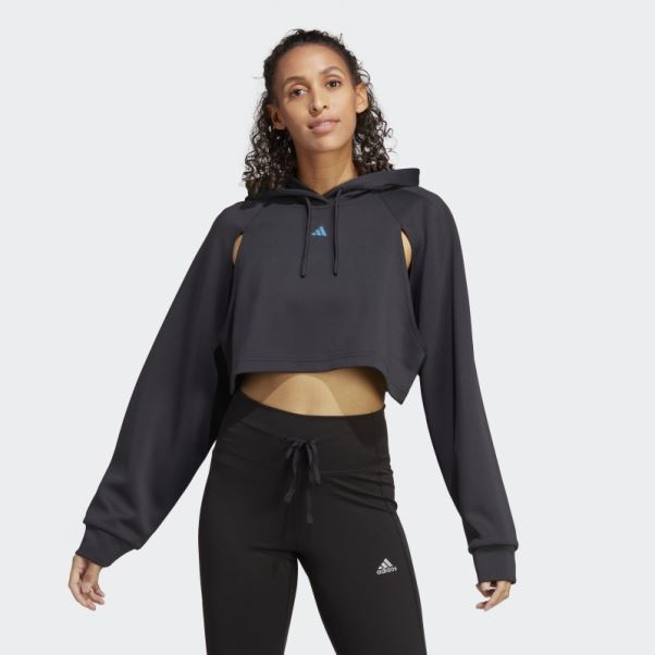 Sweat à Capuche D'entraînement Court Aeroready Hiit Noir Adidas
