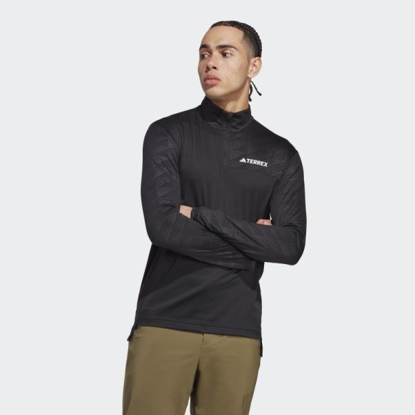 T-shirt Adidas Terrex Multi Demi-zip Manches Longues Noir