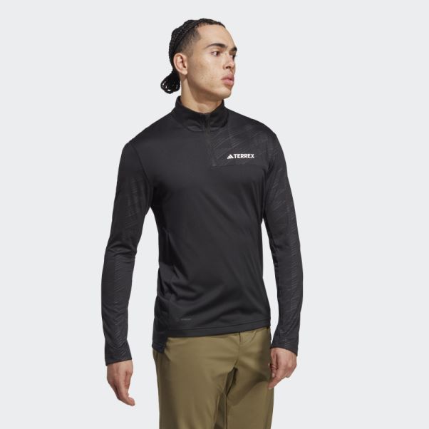 T-shirt Manches Longues Demi-zip Terrex Multi Adidas Noir