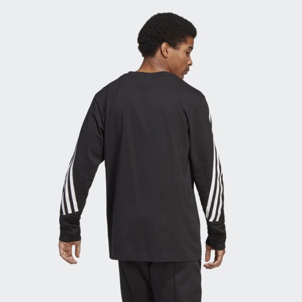 T-shirt à Manches Longues Adidas Future Icons Noir à 3 Bandes