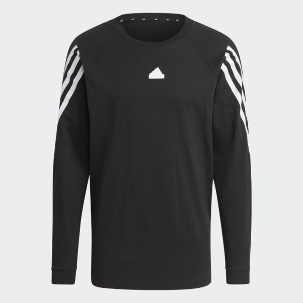 T-shirt à Manches Longues Adidas Future Icons Noir à 3 Bandes