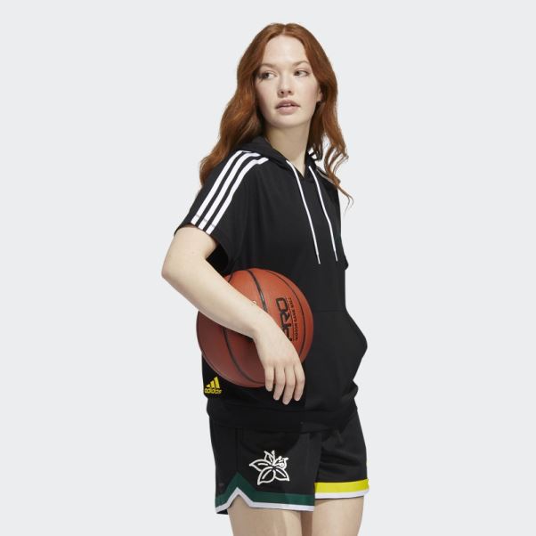 Candace Parker Sweat à Capuche Manches Courtes Adidas Noir