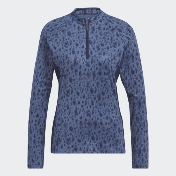 Bleu Marine Polo De Golf à Col Cheminée Imprimé 1/4 Zip Adidas Ultimate365