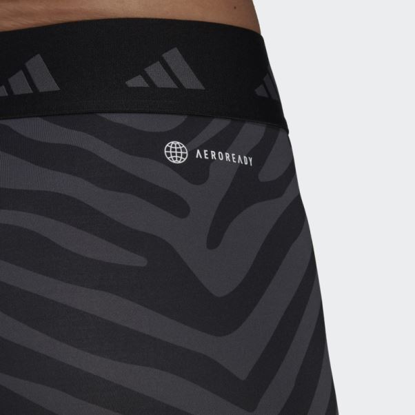 Adidas Hyperglam Techfit Legging Taille Haute 7/8 Zébré Multicolore
