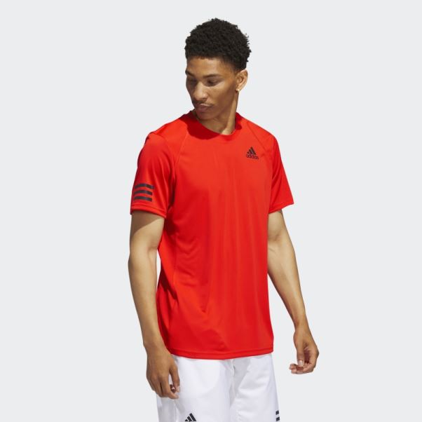 T-shirt Adidas Club De Tennis Orange Vif à 3 Bandes