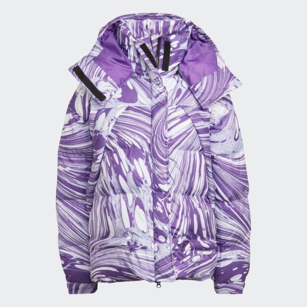 Veste D'hiver Matelassée Imprimée Adidas By Stella Mccartney Blanche Mode