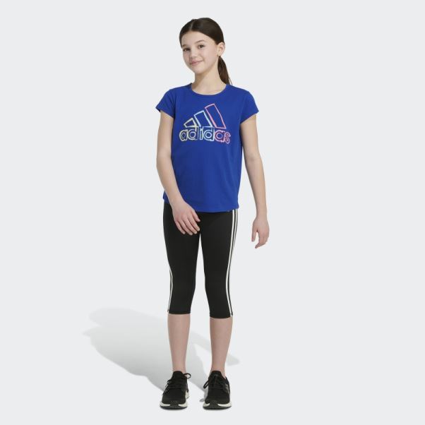 T-shirt Bleu Royal à Manches Courtes Adidas