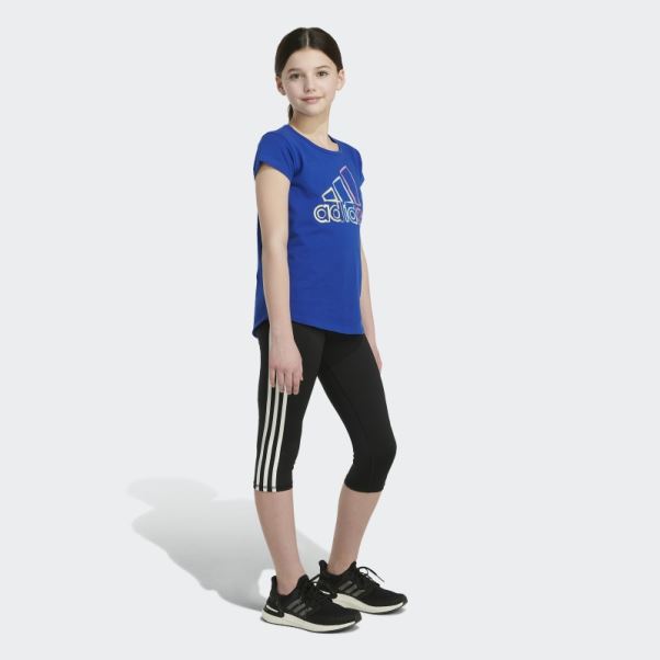 T-shirt Bleu Royal à Manches Courtes Adidas