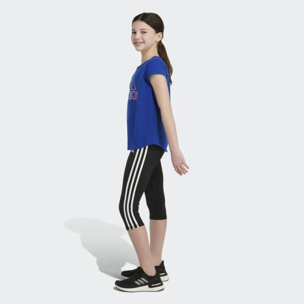 T-shirt Bleu Royal à Manches Courtes Adidas