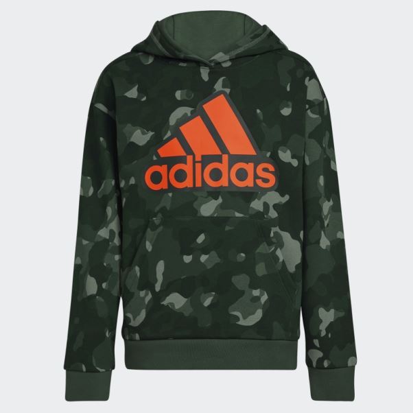 Sweat à Capuche Imprimé Camouflage Vert Oxyde Adidas