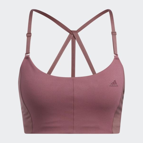 Soutien-gorge Yoga Studio Light-support 3-stripes Adidas Bordeaux
