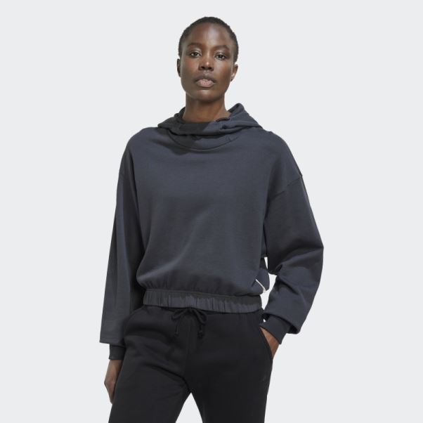 Sweat à Capuche Court Adidas Studio Lounge Carbone