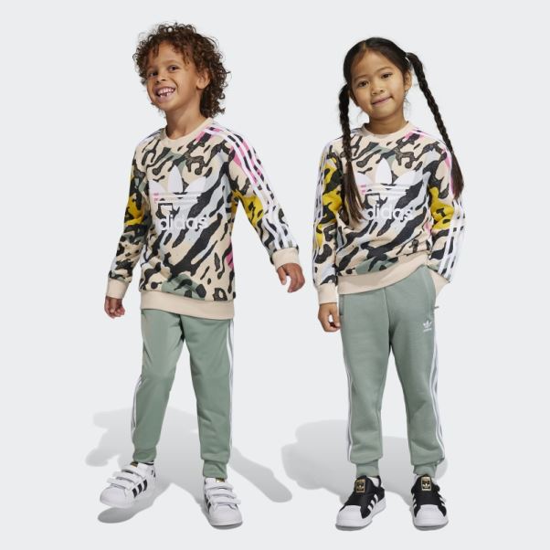 Adidas Animal Print Crew Set Multicolore Chaud