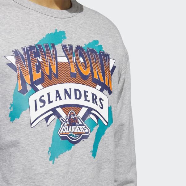 Sweat Ras Du Cou Vintage Islanders Gris Moyen Adidas